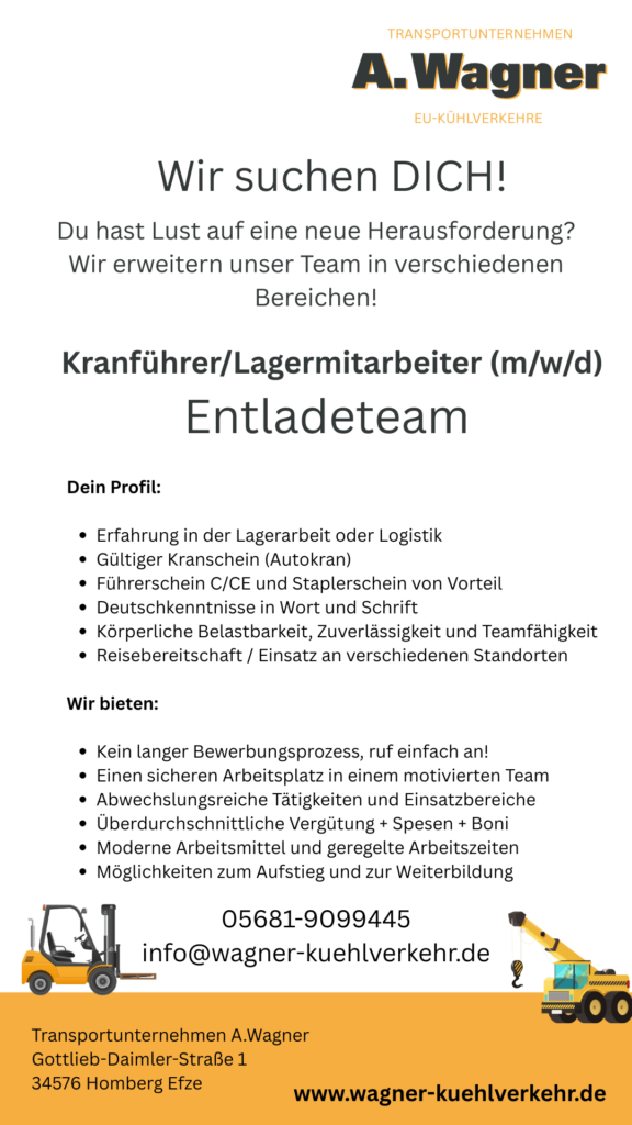 Kranführer / Lagermitarbeiter